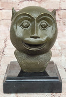 Abstract Bronze Primate - Smiling Monkey Bust on Marble