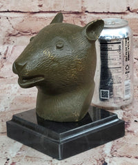 Bronze Rat Head Bust on Marble Base – Chinese Zodiac Sculpture