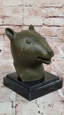 Bronze Rat Head Bust on Marble Base – Chinese Zodiac Sculpture