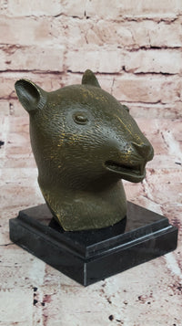 Bronze Rat Head Bust on Marble Base – Chinese Zodiac Sculpture