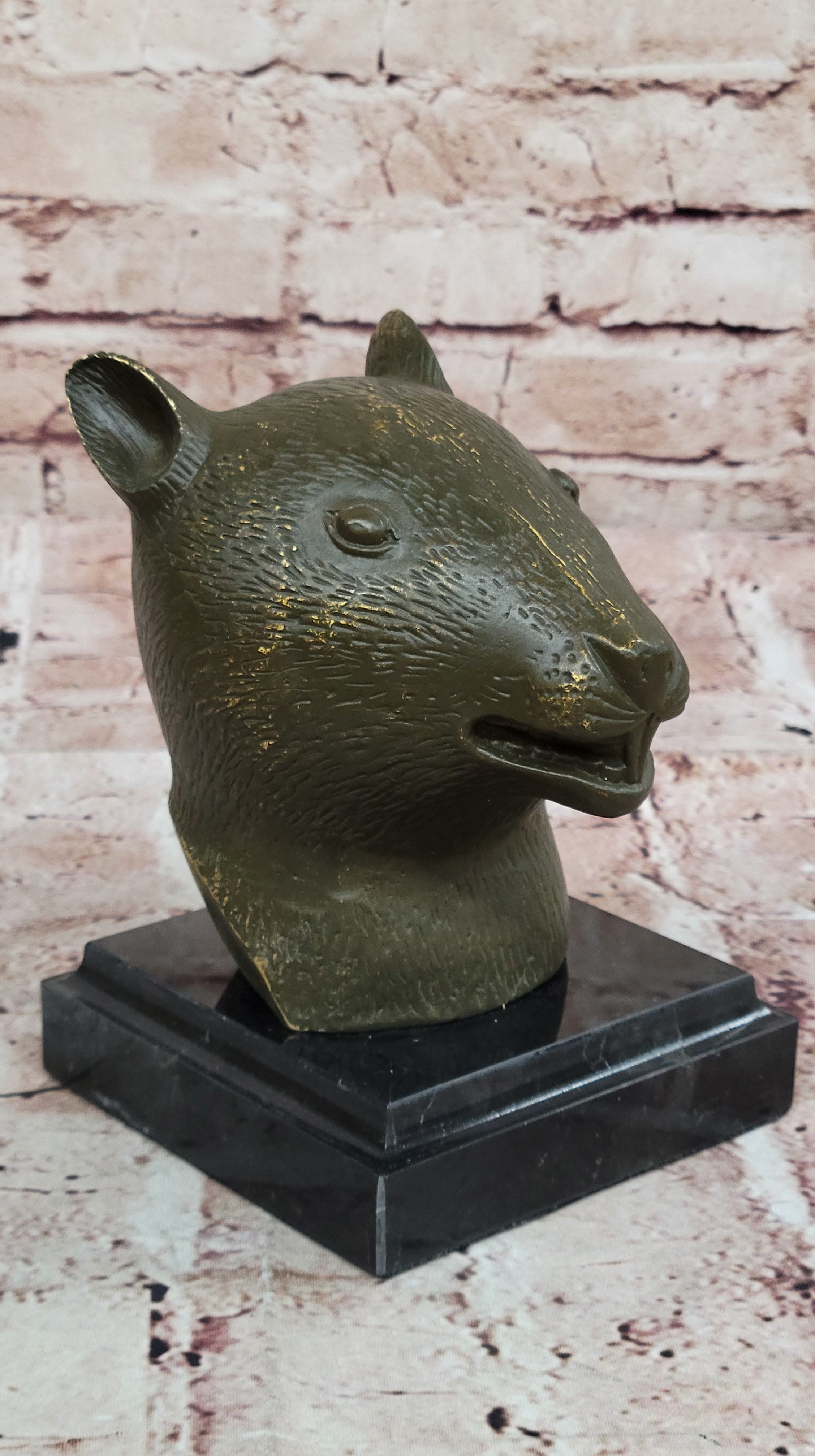Bronze Rat Head Bust on Marble Base – Chinese Zodiac Sculpture