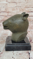Bronze Rat Head Bust on Marble Base – Chinese Zodiac Sculpture