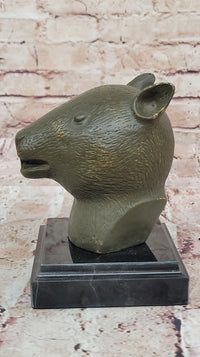 Bronze Rat Head Bust on Marble Base – Chinese Zodiac Sculpture