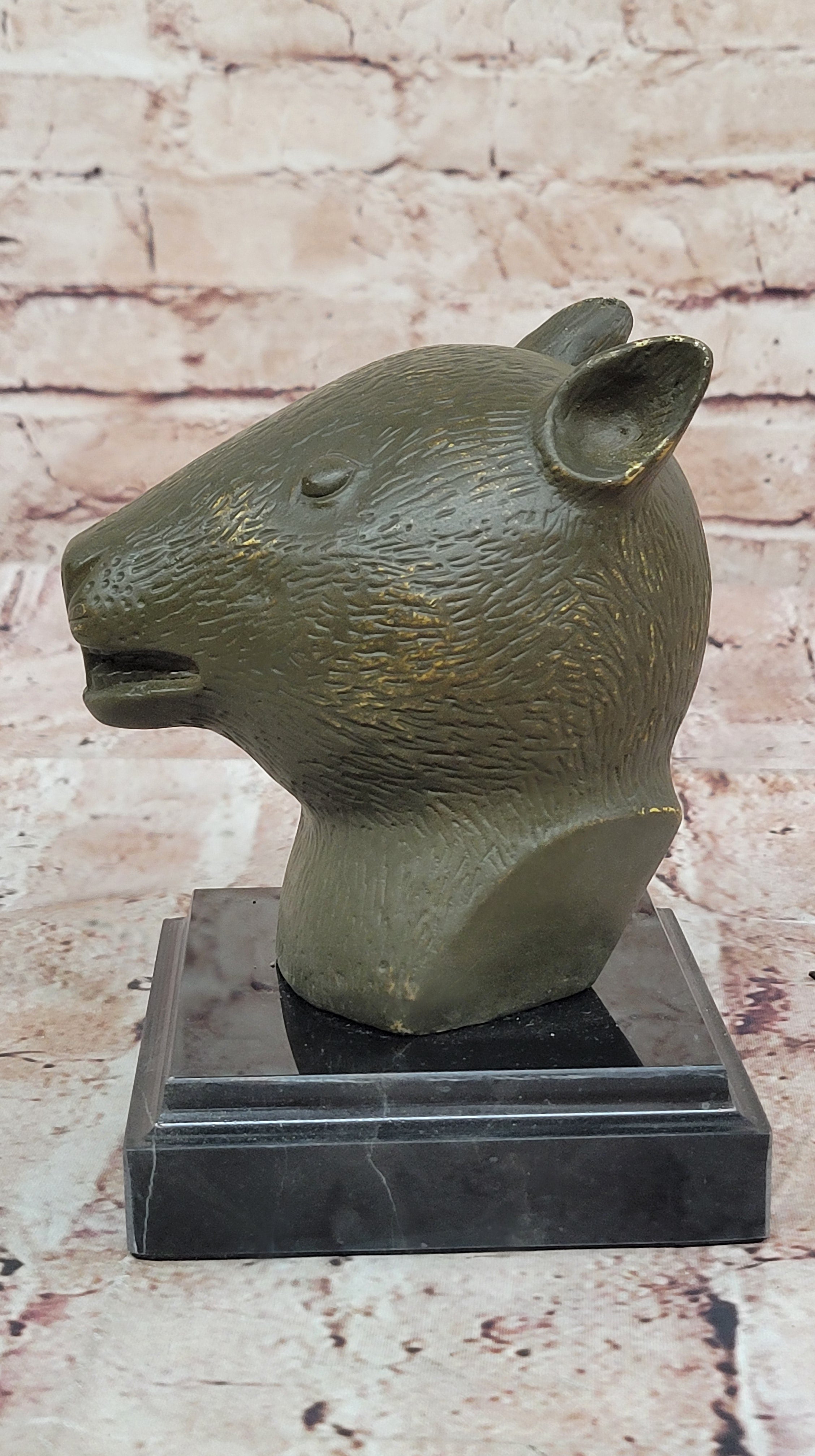 Bronze Rat Head Bust on Marble Base – Chinese Zodiac Sculpture