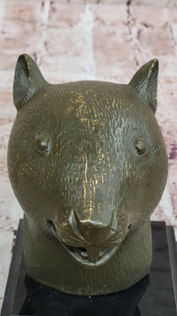 Bronze Rat Head Bust on Marble Base – Chinese Zodiac Sculpture
