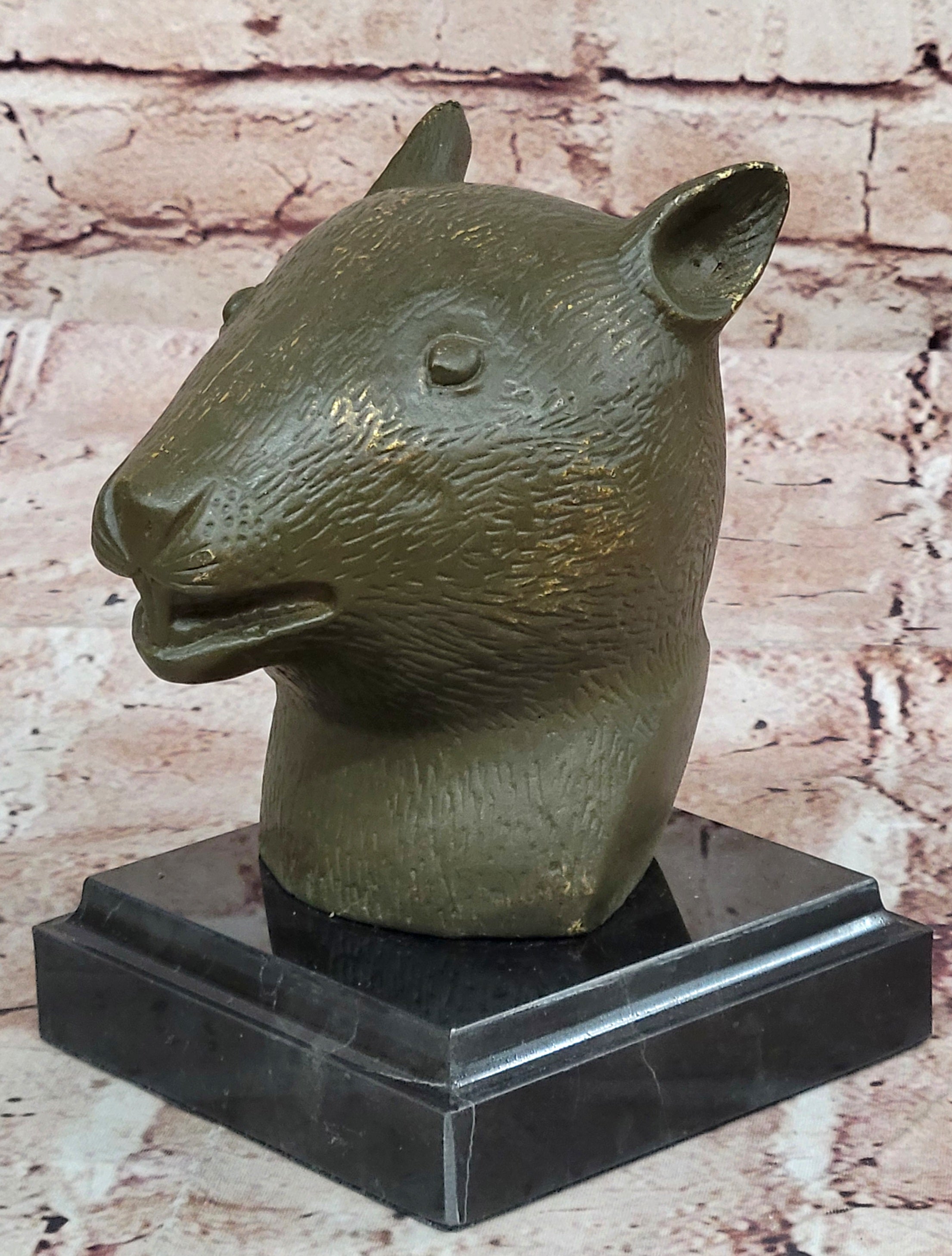 Bronze Rat Head Bust on Marble Base – Chinese Zodiac Sculpture