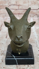 Chinese Zodiac Sheep Bust – Bronze Goat Head on Marble Pedestal