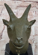 Chinese Zodiac Sheep Bust – Bronze Goat Head on Marble Pedestal