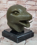 Bronze Snake Head Sculpture on Marble Base