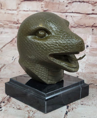 Bronze Snake Head Sculpture on Marble Base
