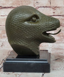 Bronze Snake Head Sculpture on Marble Base