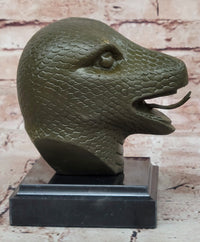 Bronze Snake Head Sculpture on Marble Base