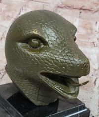 Bronze Snake Head Sculpture on Marble Base