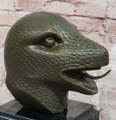 Bronze Snake Head Sculpture on Marble Base