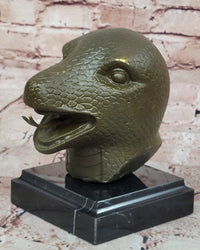 Bronze Snake Head Sculpture on Marble Base