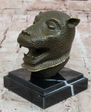 Bronze Tiger Head Bust on Marble Base – Feline Sculpture