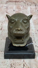 Bronze Tiger Head Bust on Marble Base – Feline Sculpture
