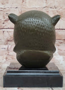 Bronze Tiger Head Bust on Marble Base – Feline Sculpture