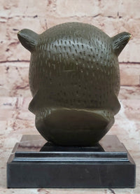 Bronze Tiger Head Bust on Marble Base – Feline Sculpture