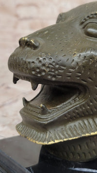 Bronze Tiger Head Bust on Marble Base – Feline Sculpture
