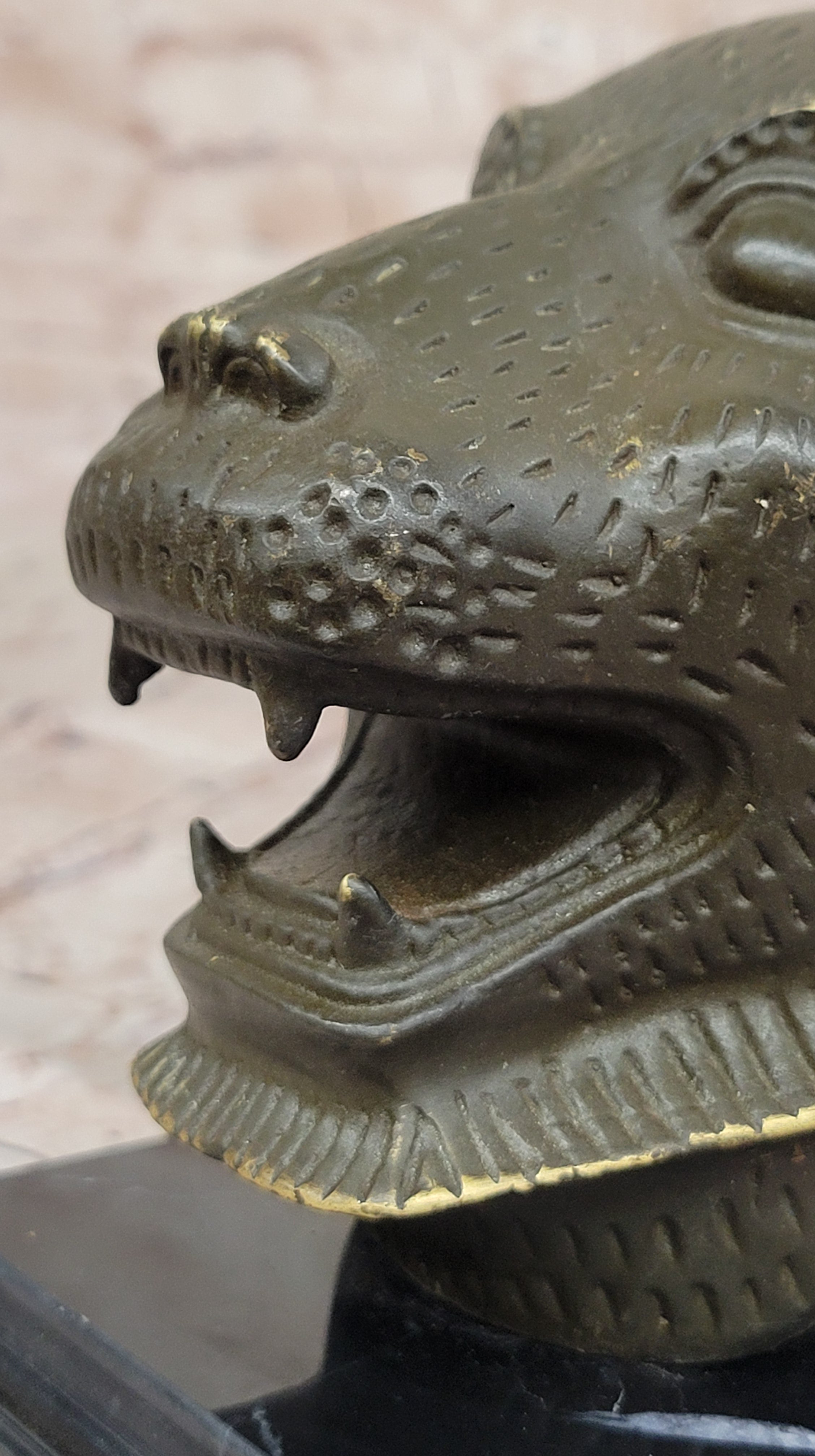 Bronze Tiger Head Bust on Marble Base – Feline Sculpture
