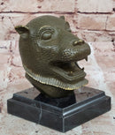 Bronze Tiger Head Bust on Marble Base – Feline Sculpture