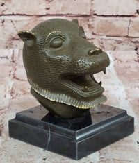 Bronze Tiger Head Bust on Marble Base – Feline Sculpture