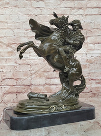 Napoleon Bonaparte Bronze Sculpture: Signed Claude Equestrian Statue on Marble