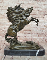 Napoleon Bonaparte Bronze Sculpture: Signed Claude Equestrian Statue on Marble