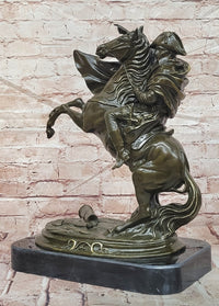 Napoleon Bonaparte Bronze Sculpture: Signed Claude Equestrian Statue on Marble