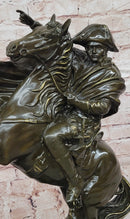 Napoleon Bonaparte Bronze Sculpture: Signed Claude Equestrian Statue on Marble