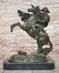 Napoleon Bonaparte Bronze Sculpture: Signed Claude Equestrian Statue on Marble