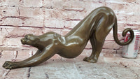 Stretching Panther Cougar in an Art Deco Style Bronze Sculpture by Henry Moore