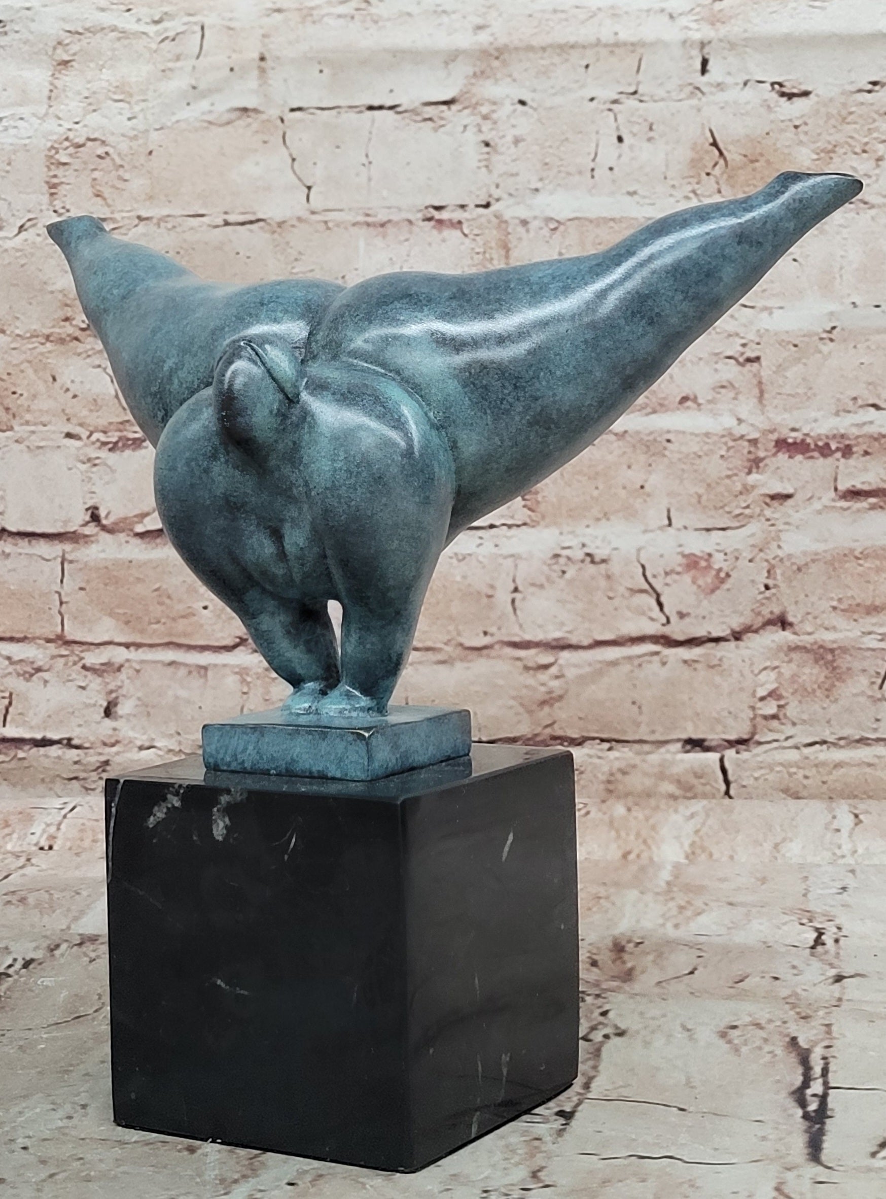 Bronze Sculpture of Voluptuous Female Signed Milo Green Patina