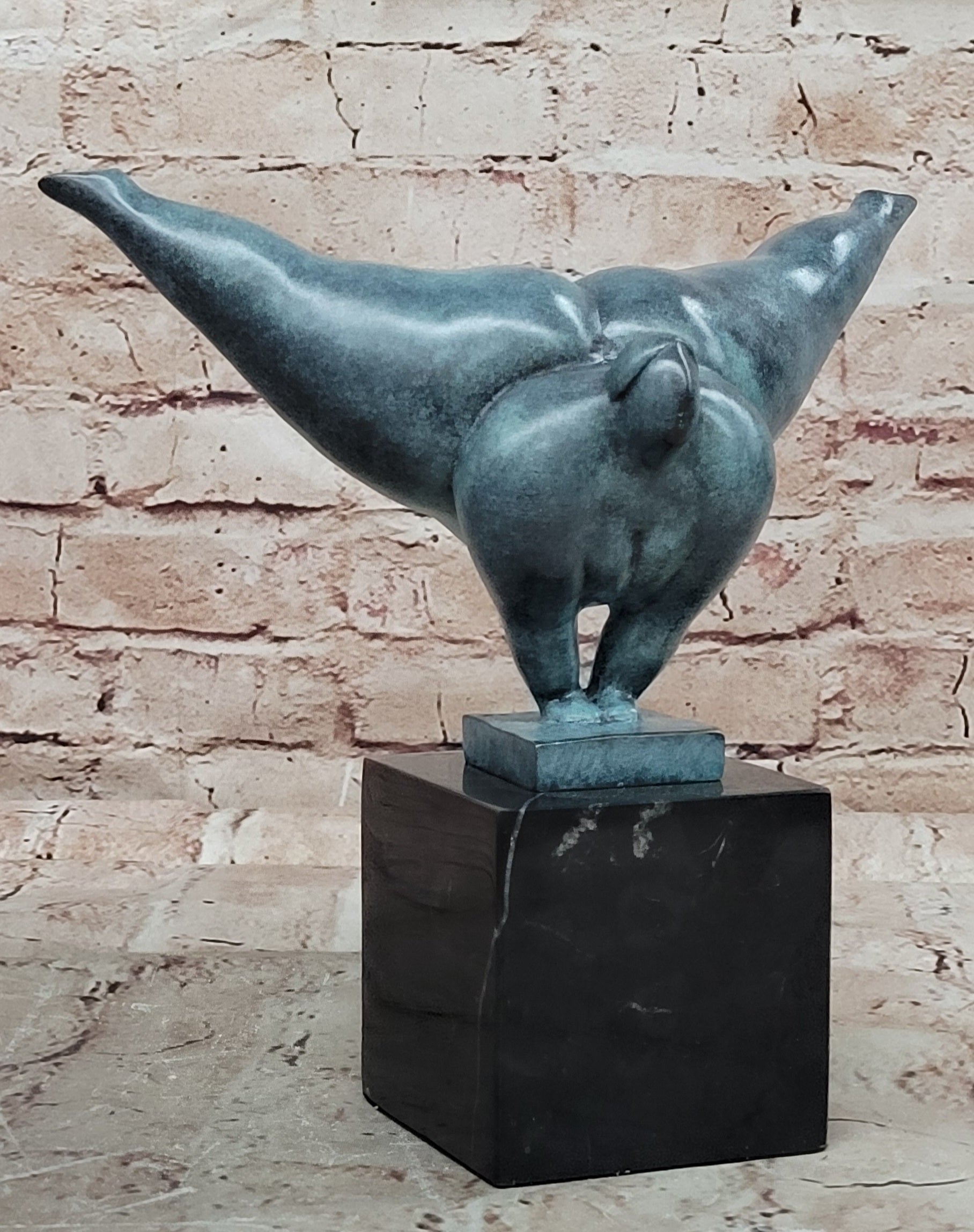 Bronze Sculpture of Voluptuous Female Signed Milo Green Patina