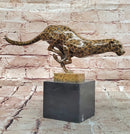 Bronze Sculpture of Running Cougar, Modern Patina