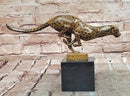 Bronze Sculpture of Running Cougar, Modern Patina