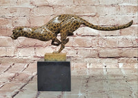 Bronze Sculpture of Running Cougar, Modern Patina