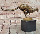 Bronze Sculpture of Running Cougar, Modern Patina