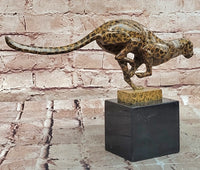 Bronze Sculpture of Running Cougar, Modern Patina