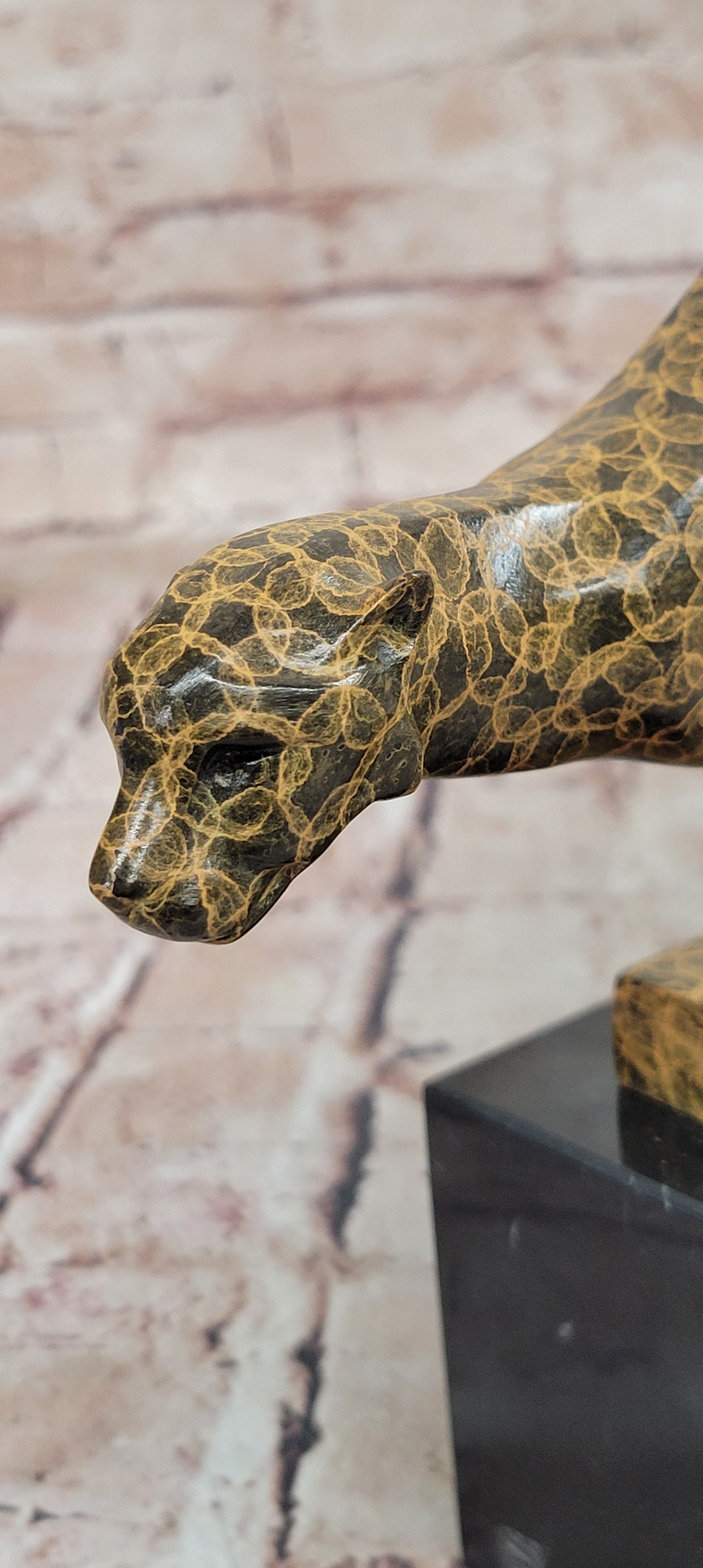 Bronze Sculpture of Running Cougar, Modern Patina