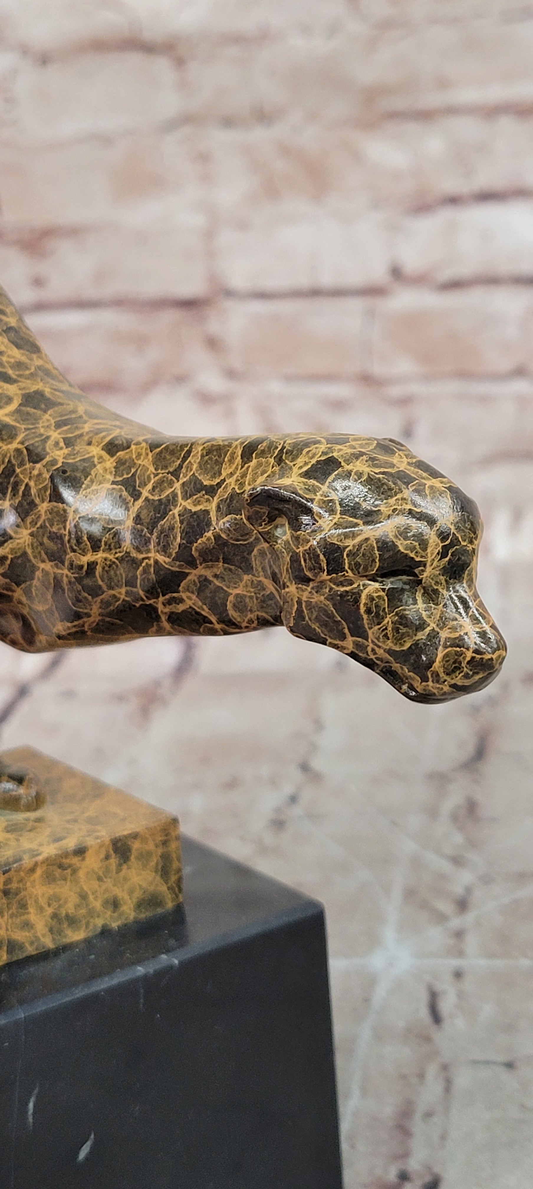 Bronze Sculpture of Running Cougar, Modern Patina