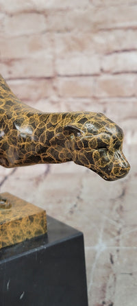 Bronze Sculpture of Running Cougar, Modern Patina