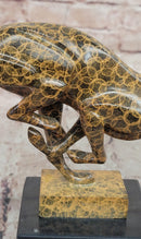 Bronze Sculpture of Running Cougar, Modern Patina