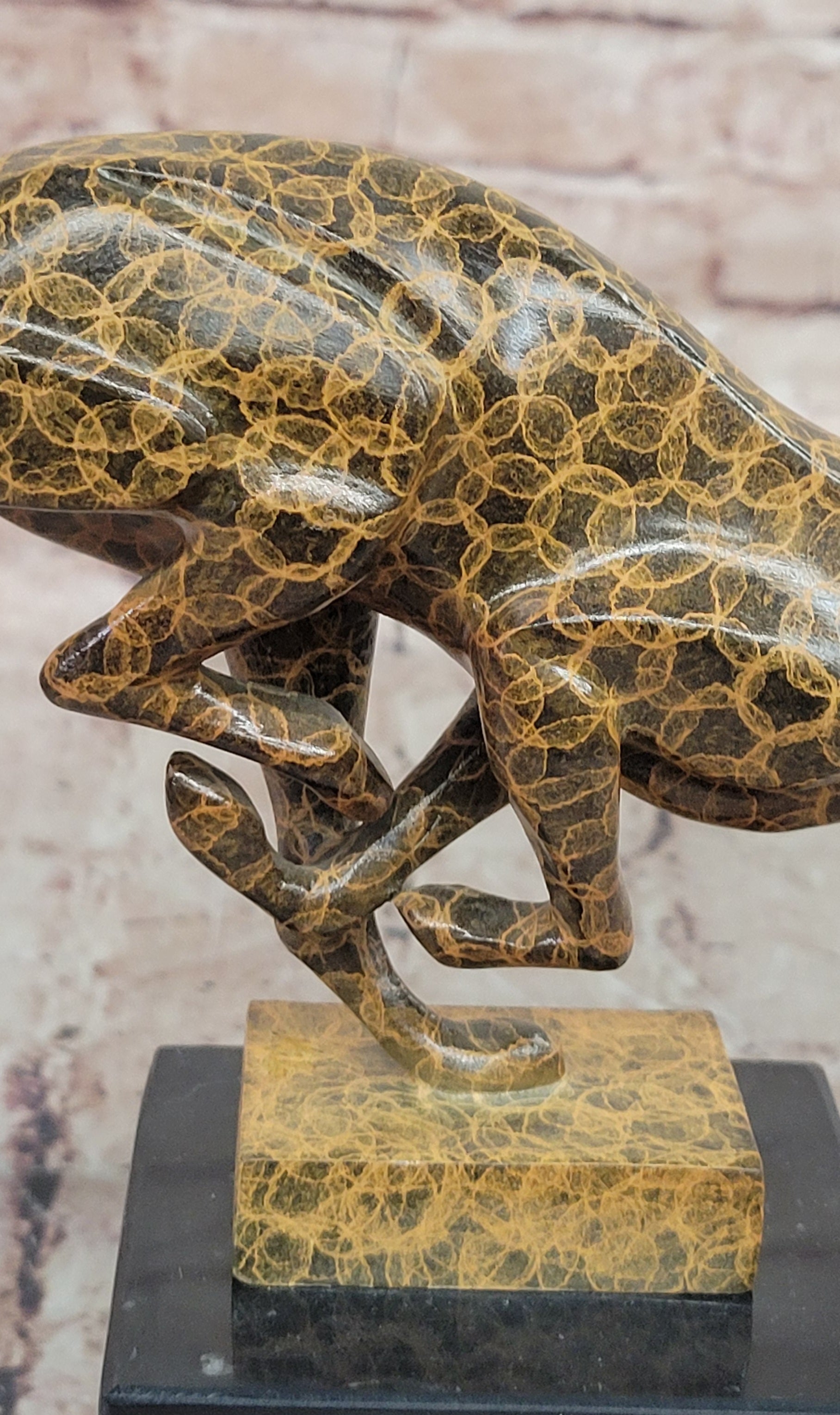 Bronze Sculpture of Running Cougar, Modern Patina