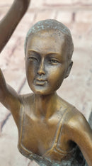 Art Deco Bronze Ballerina Sculpture Signed Milo Museum Quality Figurine Artwork