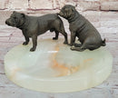 Bronze Bulldog & Pug Dog on Marble - Soap Dish Ashtray
