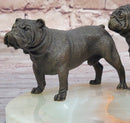Bronze Bulldog & Pug Dog on Marble - Soap Dish Ashtray