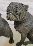 Bronze Bulldog & Pug Dog on Marble - Soap Dish Ashtray