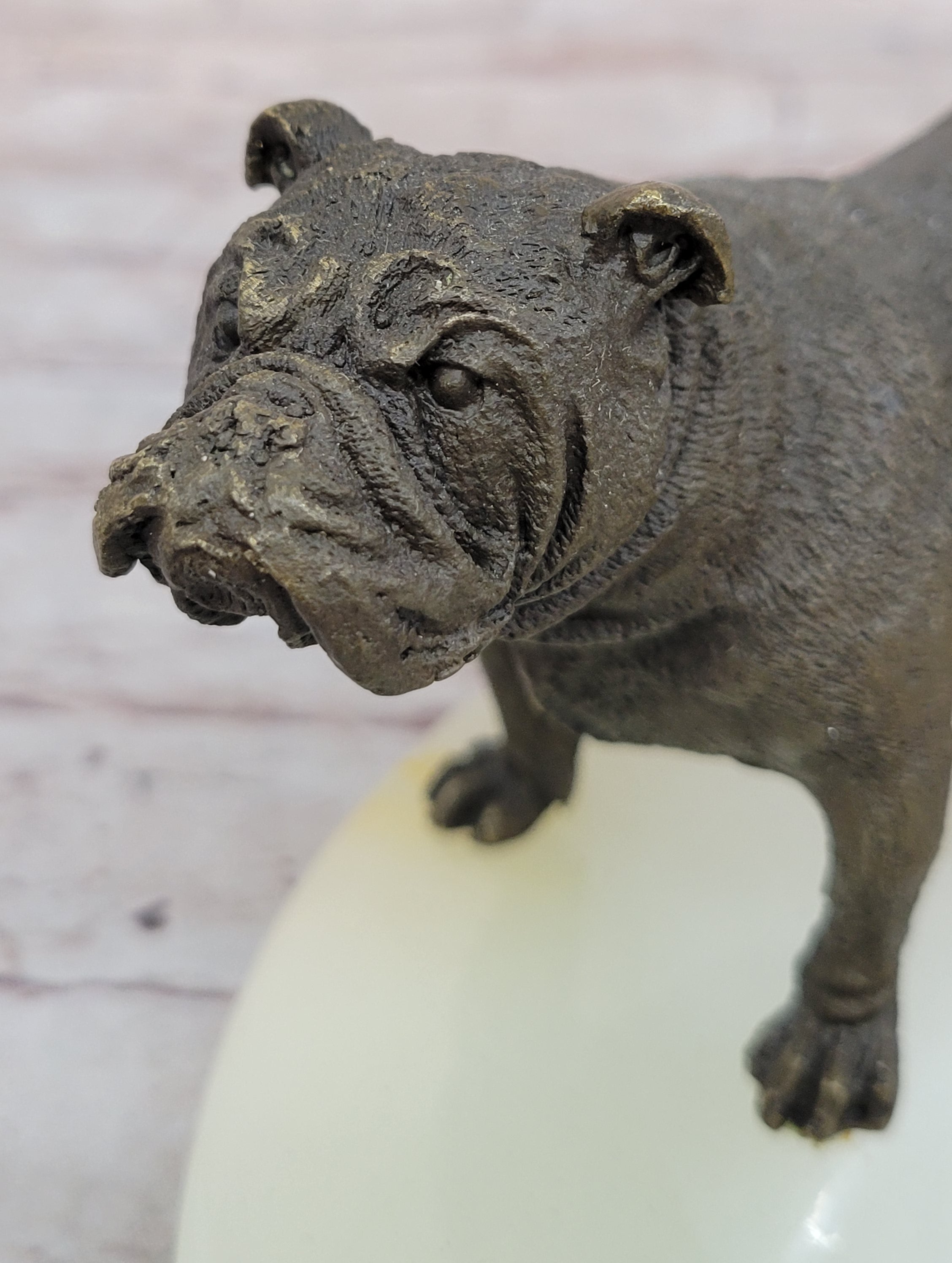 Bronze Bulldog & Pug Dog on Marble - Soap Dish Ashtray